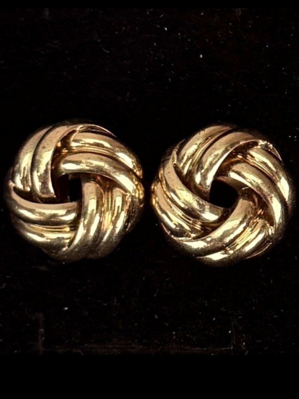 Vintage Classic Aged Goldtone weighted Knot Stud Pierced Earrings